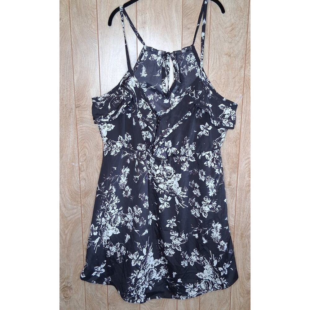 Ladies NWT City Chic Dress Romantic Frill Rose Print Black & Cream Size Med/18